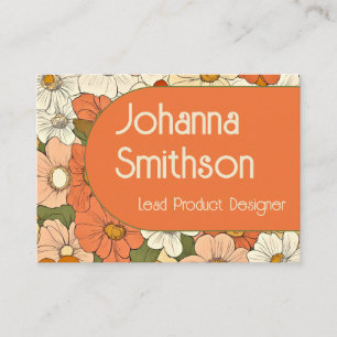 Retro Orange Groove Floral Mighty Calling Card