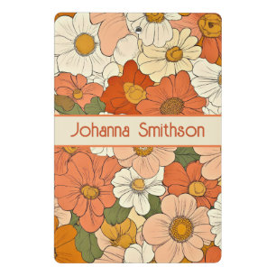 Retro Orange Groove Floral Mini Clipboard