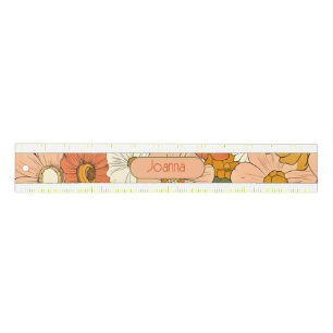 Retro Orange Groove Floral Ruler
