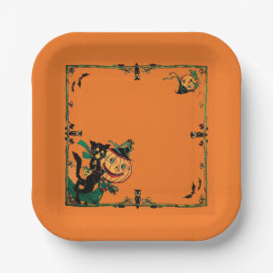 Retro Orange Halloween  Paper Plates