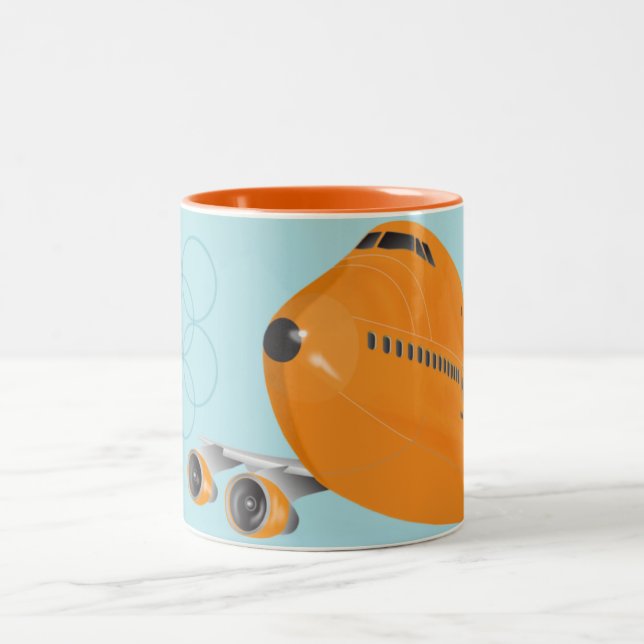 Retro Orange Jumbo Airliner Mug (Center)