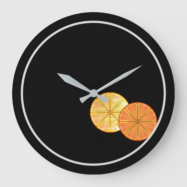 Retro Orange Lemon Slices Acrylic Wall Clock (Front)