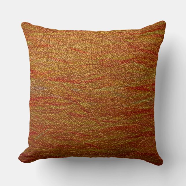 Retro Orange Look Leather Throw Pillow (Front)