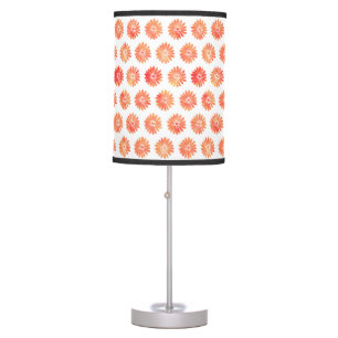 Retro Orange Mid-Century Floral Pattern Table Lamp