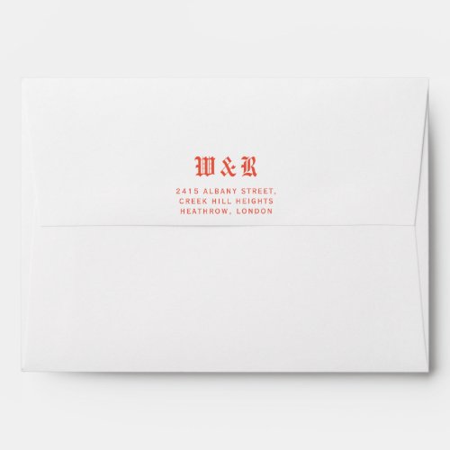 Retro Orange Monogram Wedding Envelope