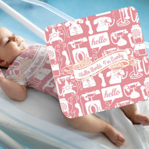 Retro Orange or Any Color Telephone Pattern Coaster