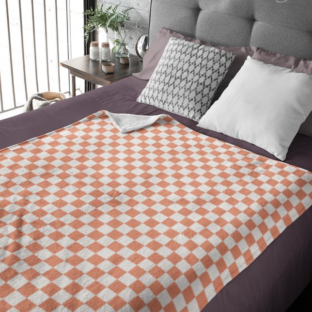 Retro Orange Pastel Check Pattern Fleece Blanket (Retro Orange Pastel Check Pattern Fleece Blanket
)