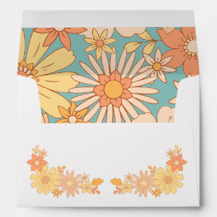 Retro Orange Peach Flora Groovy Envelope