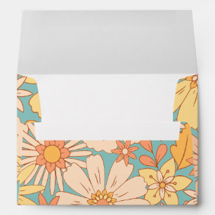 Retro Orange Peach Flora Groovy Green Envelope