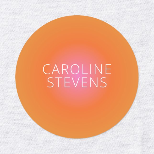 Retro Orange Pink Gradient | Personalized Name Labels (Design 1)