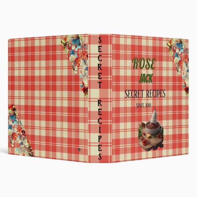 Retro Orange Plaid Picnic Cookbook 3 Ring Binder (Background)