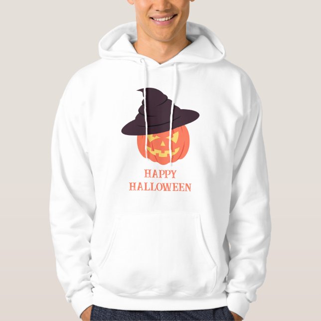 Retro Orange Pumpkin Happy Halloween Hoodie  (Front)