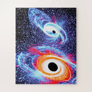 Retro Orange Red Blue Classic Sky Night in Space Jigsaw Puzzle