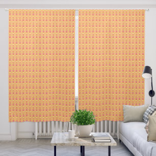Retro orange shapes in stripes blackout curtains