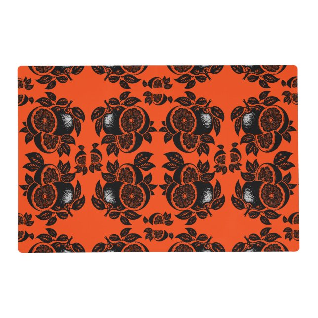 Retro Orange Slice Pattern Placemat (Front)