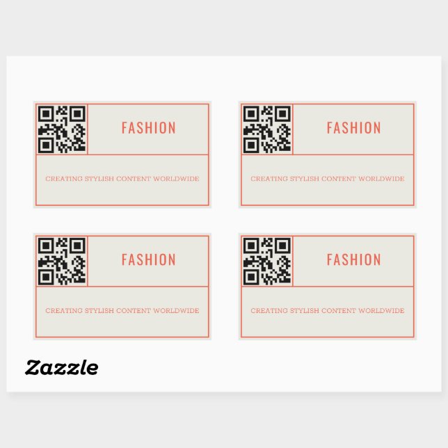 Retro Orange Social Media Influencer QR Code Rectangular Sticker (Sheet)