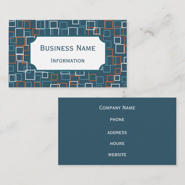 Retro Orange Squares Business Card (Front/Back)