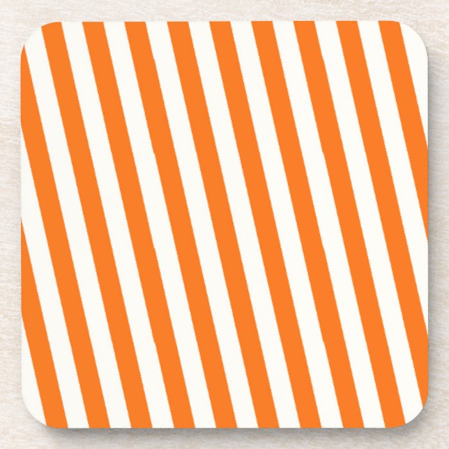 Retro Orange Striped Pattern Beverage Coaster (Front)