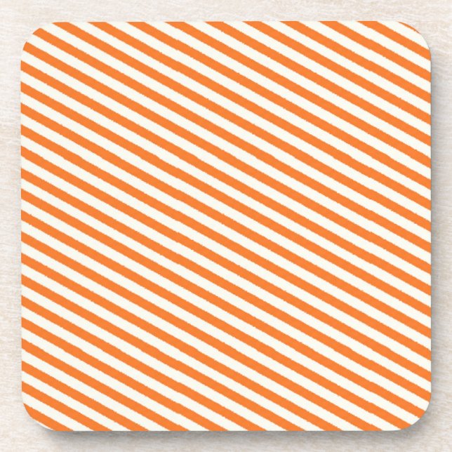Retro Orange Striped Pattern Coaster (Front)