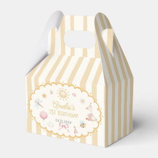 Retro Orange Striped Silly Goose Birthday Favor Boxes