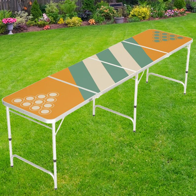 Retro Orange Stripes Beer Pong Table (Creator Uploaded)