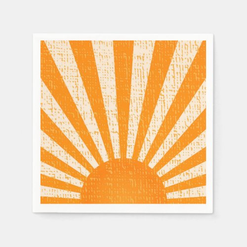 Retro Orange Sun I Vintage Sunrise I Boho Sunshine Napkins