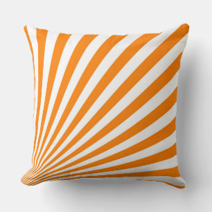Retro Orange Sun Rays Background Throw Pillow