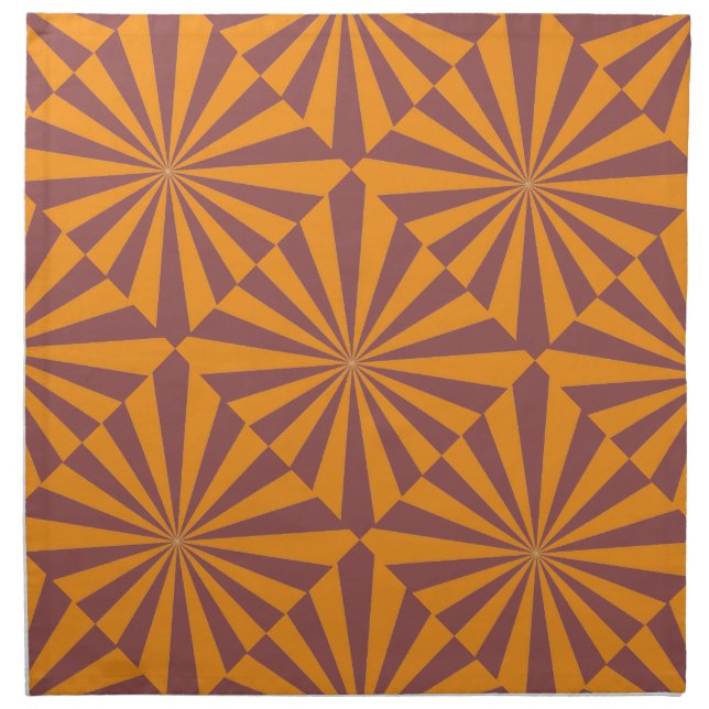 Retro Orange Sunburst Pattern Cloth Napkin (Front)