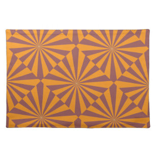 Retro Orange Sunburst Pattern Cloth Placemat