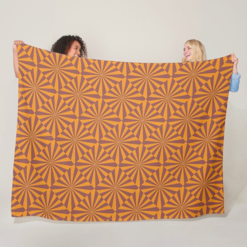 Retro Orange Sunburst Pattern Fleece Blanket
