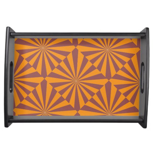 Retro Orange Sunburst Pattern Serving Tray