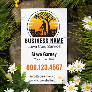 Retro Orange Sunset Gardener Lawn Care Service Flyer