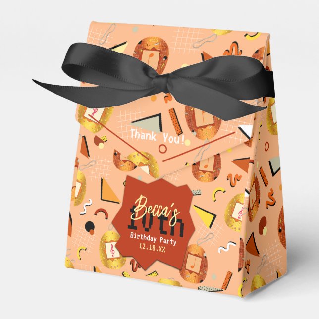 Retro Orange Tamagotchi Birthday Favor Boxes (Front Side)