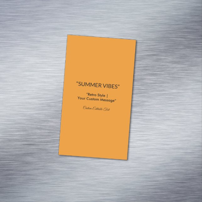Retro Orange Texture – Summer Vibes Art Business Card Magnet (In Situ)