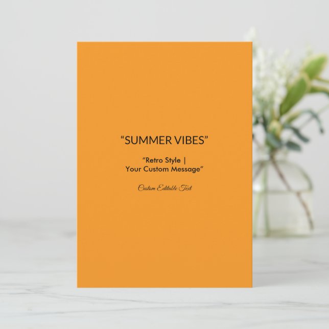 Retro Orange Texture – Summer Vibes Art Invitation (Standing Front)