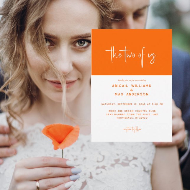 Retro Orange The Two of Us Wedding Invitation (Creator Uploaded)
