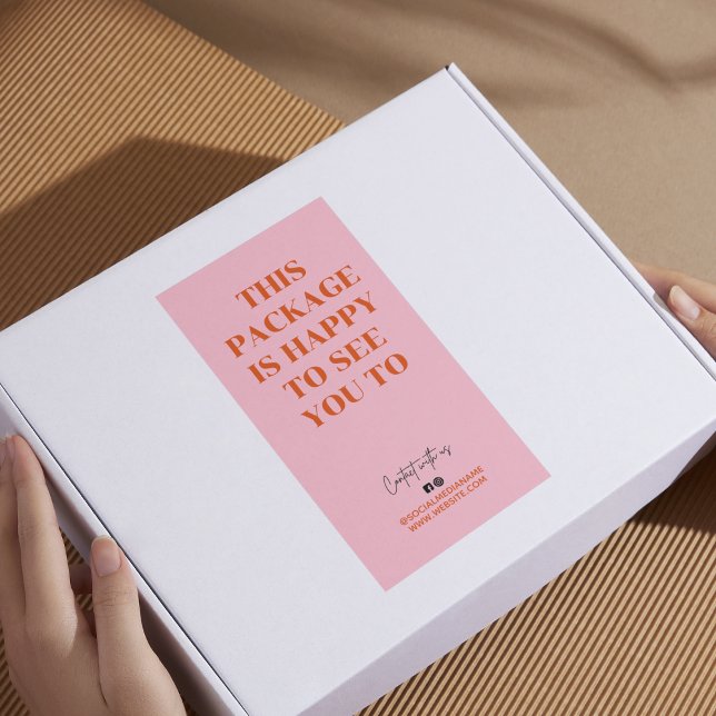 Retro orange this package is happy to see you to  label (Creator Uploaded)