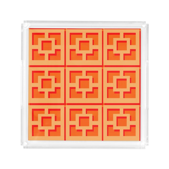Retro Orange Trellis Acrylic Tray (Front)