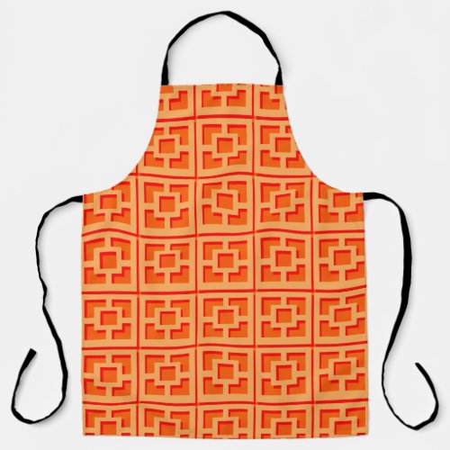 Retro Orange Trellis All_Over Print Apron