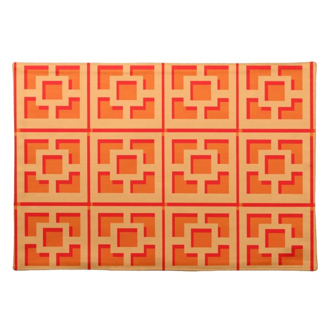 Retro Orange Trellis Cloth Placemat (Front)