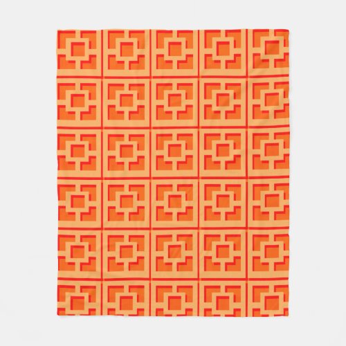 Retro Orange Trellis Fleece Blanket