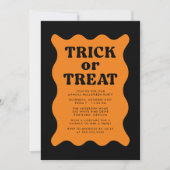 Retro Orange Trick Or Treat Halloween Party Invitation | Zazzle