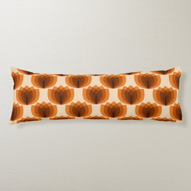 Retro orange tulip flowers body pillow (Front)