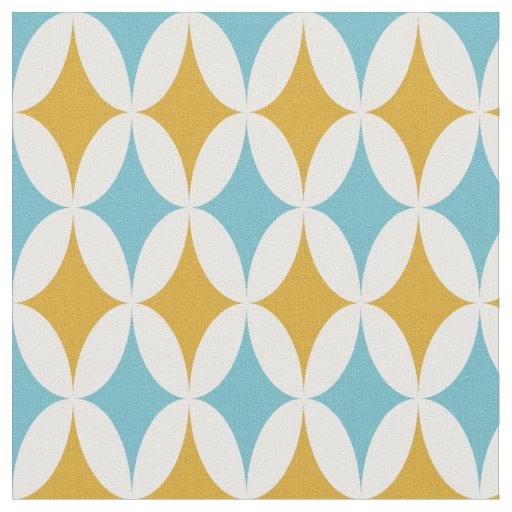 Retro Orange Turquoise Blue Diamonds Mid Century Fabric