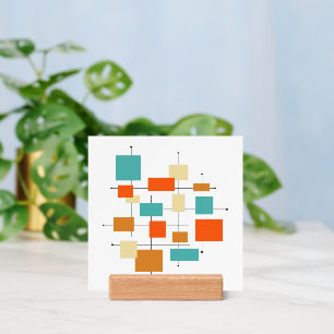 Retro Orange Turquoise Cream Circles Mid Century Holder