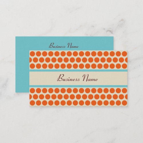 Retro Orange Turquoise Polka Dots Business Cards