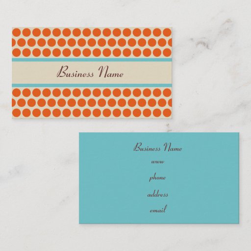 Customizable Retro Orange Polka Dots Business Cards