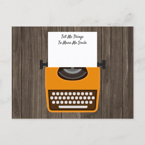 Retro Orange Typewriter Customizable Postcard
