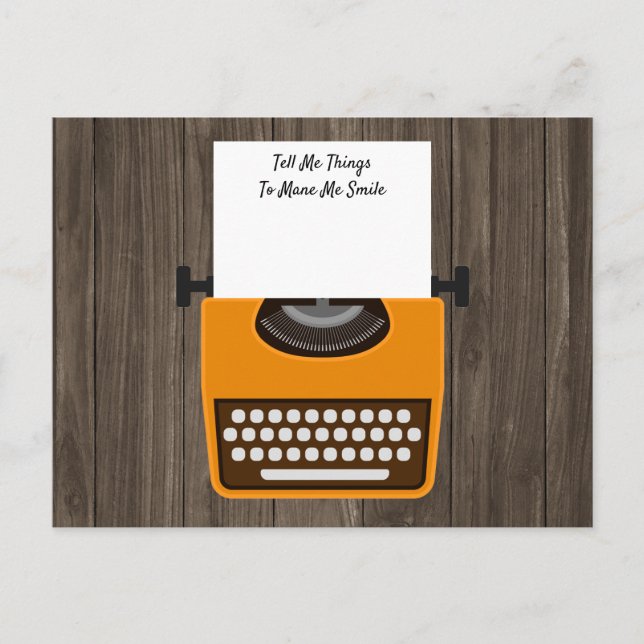 Retro Orange Typewriter Customizable Postcard (Front)