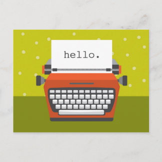 Retro Orange Typewriter Customizable Postcard